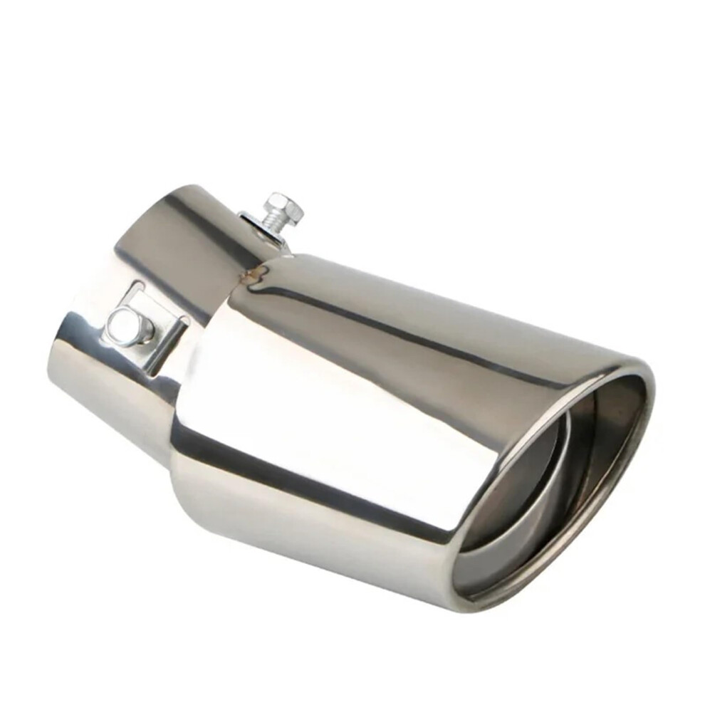 Universal Stainless Steel Car Exhaust Tip With Stylish Curved Finish And Rustresistant Design Silver 9382693896766