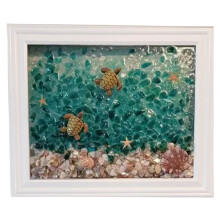 Sea Glass Art Kit with Photo Frame, BeginnerFriendly Stained Mosaic Craft Set for Home Decor