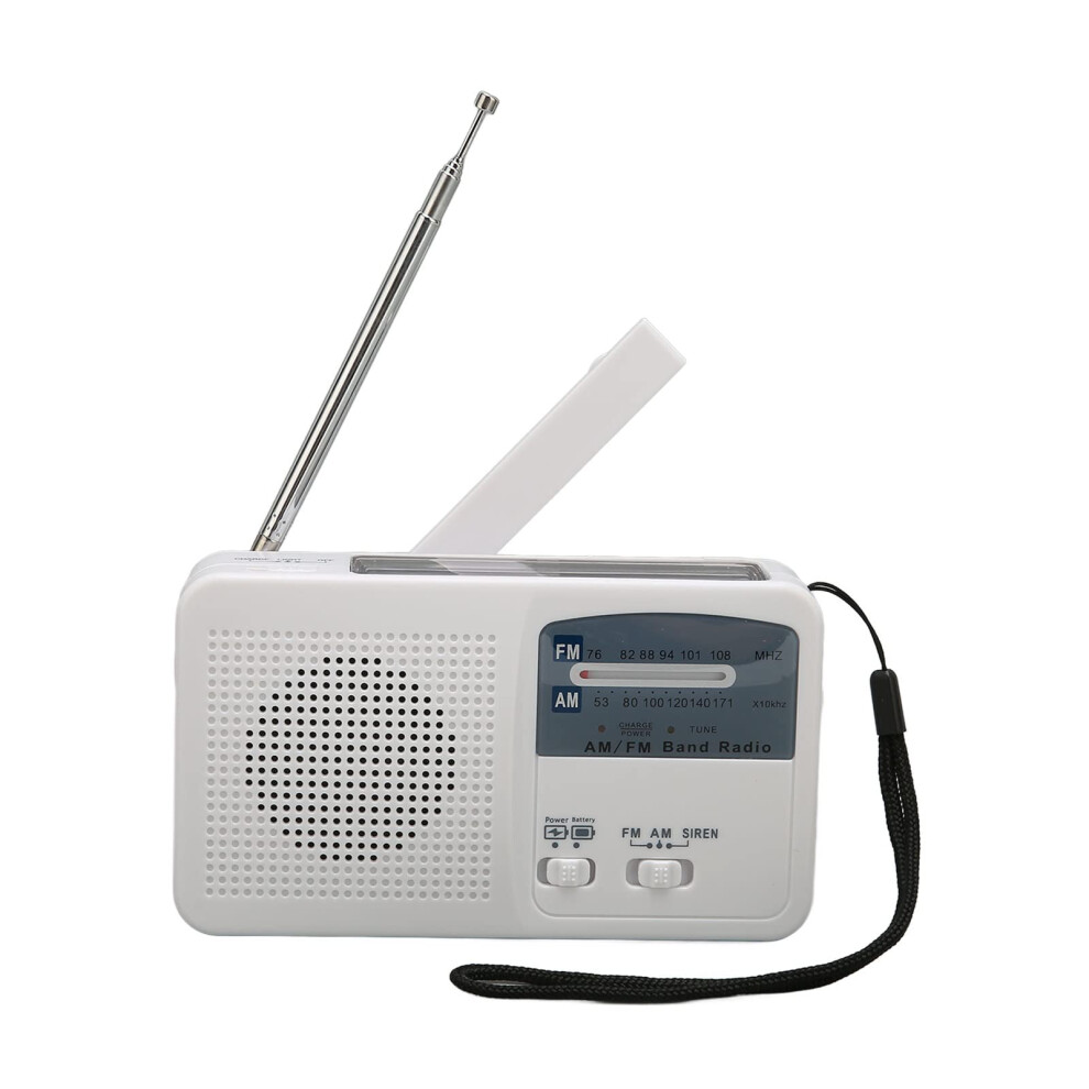 Solar Powered Hand Crank Radio Am/Fm, Reliable Emergency Alarm For Camping, Portable Camping Radio, White 9382693714008