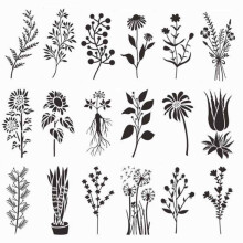 18-teiliges Schablonen-Set mit Naturblumenmotiven, geeignet für Stoffmalerei und diverse DIY-Kunstprojekte, ideal zur Gestaltung personalisierter