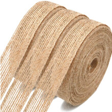 Cinta de arpillera para manualidades, cintas de arpillera natural reutilizables y lavables, rollo de tela de cáñamo con costuras simétricas,