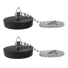Lot de bouchons de vidange en silicone avec chaînette en acier inoxydable de 40 cm pour éviers de cuisine et de salle de bain (taille du bouchon).