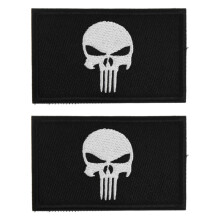 Stück Totenkopf-Aufnäher, taktische Aufnäher, Punisher Dead Duty gestickte Aufnäher zum Aufbügeln mit Klettverschluss, Applikationsaufnäher mit