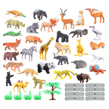 Conjunto de 53 miniaturas de animais com estojo para transporte, incluindo animais de fazenda, animais selvagens da selva e do zoológico, além de