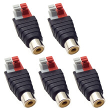 Audio Male Female RCA Connector, Security Monitoring Solution, Easy Installation For CCTV Installers, Gold Plated, 6-Piece Set