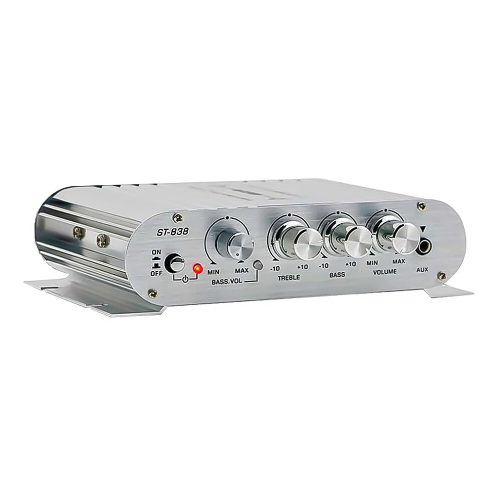 838 Hifi 2.1 Channel Power Amplifier 80W X 2 Subwoofer Output Home Audio Amplifier White 9199774191135