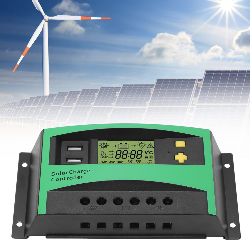 30A Pwm Solar Charge Controller 12V/24V With Usb Outputs For Rv Boat 5091381967742