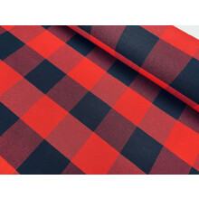 Dobby Buffalo Big Checks Tartan Fabric Upholstery Cotton 140cm Wide Canvas Red Check Sold By The Metre