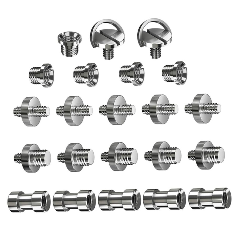 22Piece Set Screws Monopod Adapter Small Adapter Screw Tripod Accessories Camera Screw Tripod Thread Adapter Metal Iron Plated Silver 9382693715944
