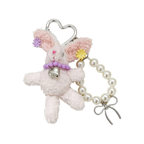Zarter Perlen-Haarspangen-Hasen-Charm, leichter-Beige