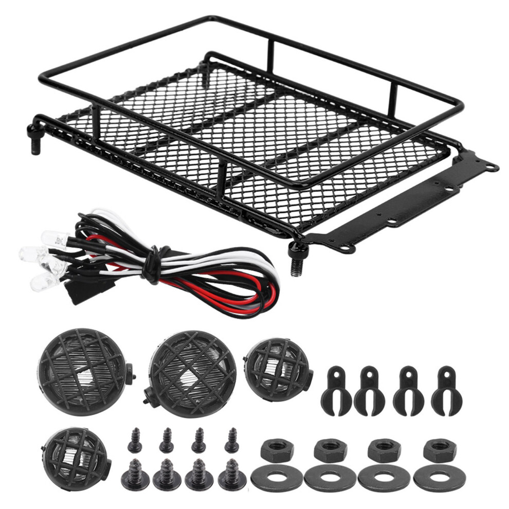 Metal Rc Roof Rack With Led For Mn90, 15.5X10.1cm, Light/Black 5081382592289