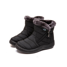 Botas forradas de piel sintética para mujer, botas de invierno cálidas con forro de piel, zapatos de exterior sin cordones, parte superior