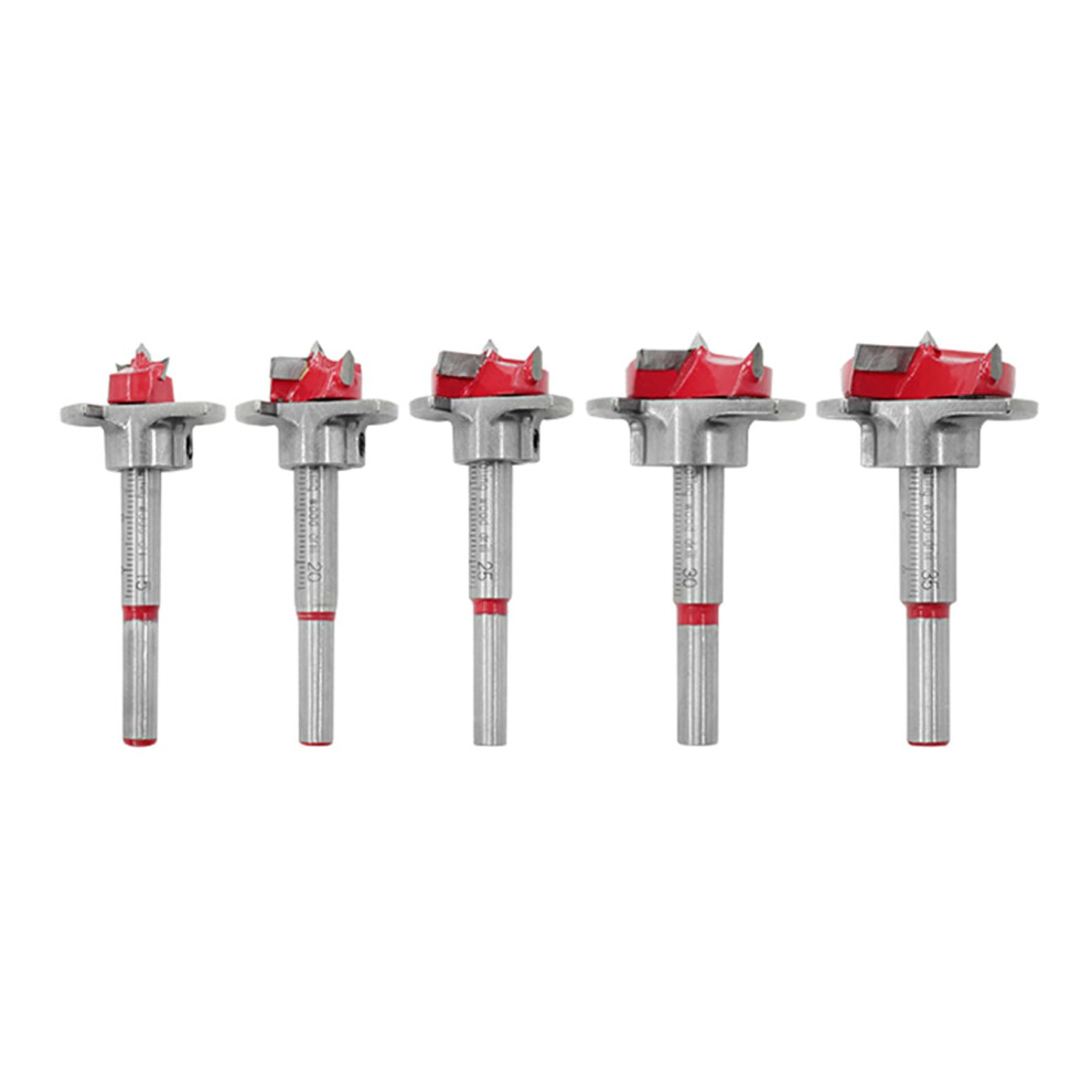 Hinge Drill Bit 5Piece Alloy Set, Positioning Bits For Woodworking, Efficient Hole Cutter For Door Hinge Installation 9189345355219