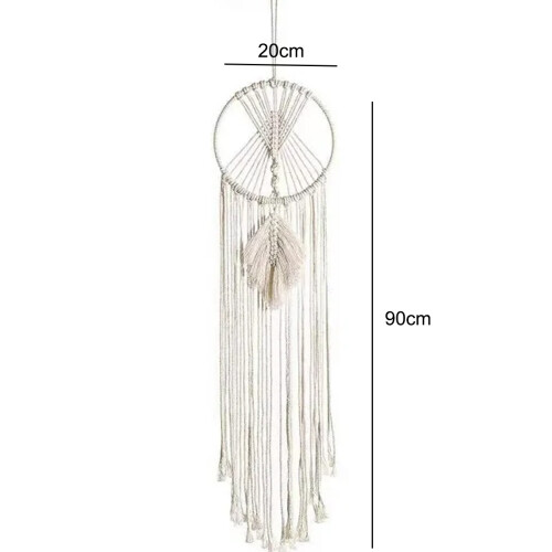 Macramé Dream Catcher, Exquisite Design With Elegant Tassels, Solid Oak Macrame For Boho Chic Decor In Your Home Or Office Space (Large) 1