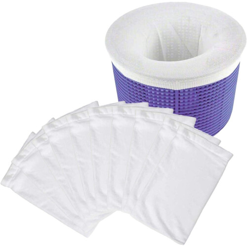 Fine Mesh Filter Protector For Swimming Pool Skimmer Socks, Durable and Reusable Debris Pre-Filter, Keeps Pool Pristine, Easy Installation With 2