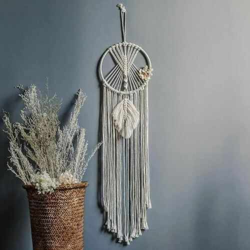 Macramé Dream Catcher, Exquisite Design With Elegant Tassels, Solid Oak Macrame For Boho Chic Decor In Your Home Or Office Space (Large) 2