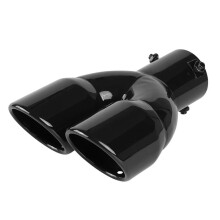 Car Exhaust Pipe Universal Double Outlet Rear Muffler Tip Stainless Steel Chrome Black 1Piece Tail End Pipe