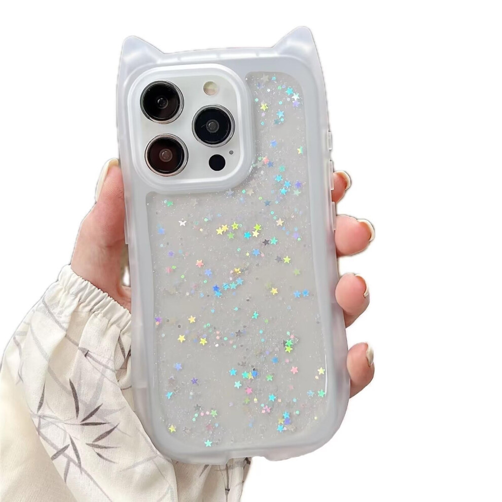 Miagon Cute Cat Ears Case For Iphone 14 Plus, Glitter Transparent Soft Silicone 9382693717504