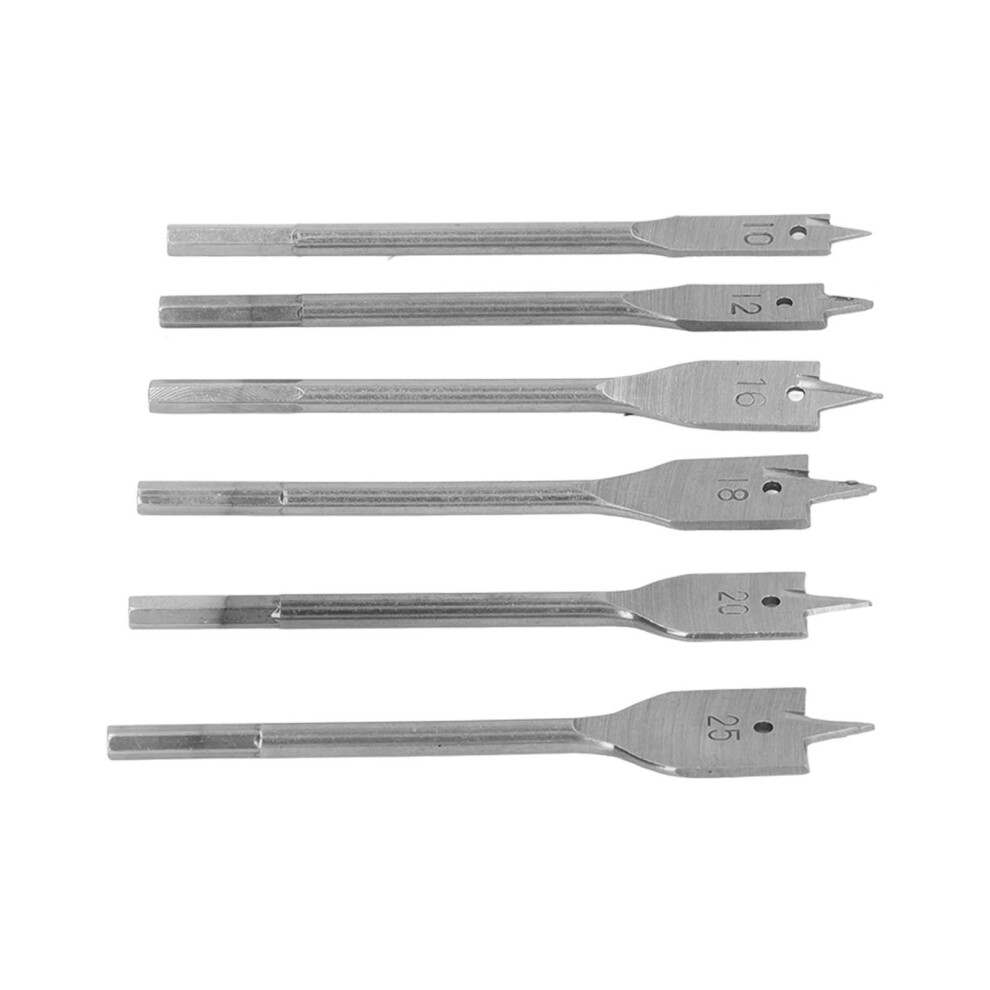 6Pcs Spade Drill Bit Set High Carbon Steel For Woodworking Silver 4651373611179