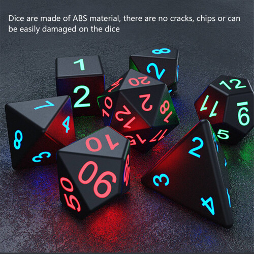 7-Piece Rechargeable LED Light Up Dice Set - Waterproof & Durable 2
