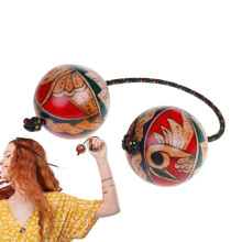 African Shaker  Wooden Double Ball Percussion  Hand Music Rattle  Rhythmic Sound Maker