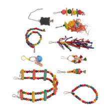 Colorful Toxic-Free Bird Toy Set with Swing & Chewing Toys for Parrots, Parakeets, Cockatiels
