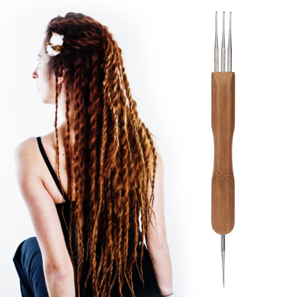 Bamboo Dreadlock Crochet Hook Set 0.5mm Single & 3-Head DIY Hair Braiding