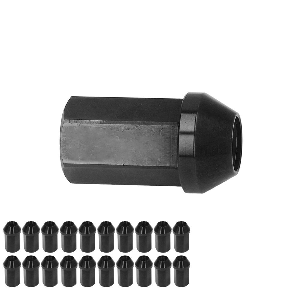 M12x1.5 Aluminum Lug Nuts With Socket Adapter 42Mm Long 19Hex Black 7891373613231