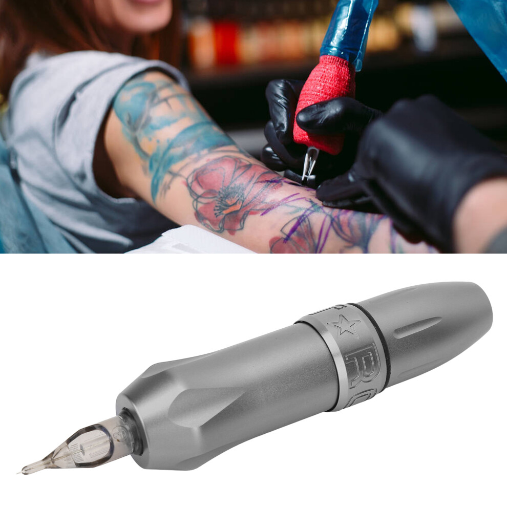 Gray Rotary Tattoo Pen Shader Liner 9000Rpm Aluminum Alloy With Rca Cord