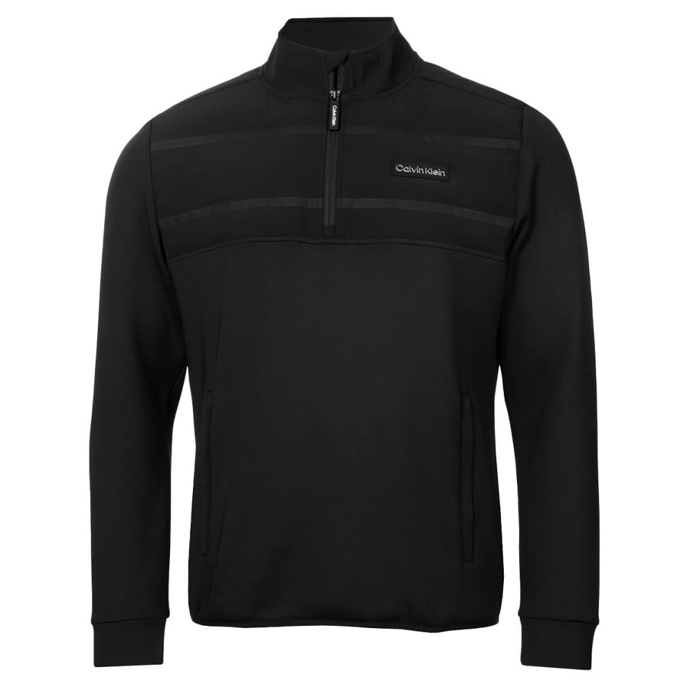 Calvin Klein (M, Black) Mens Houston Hybrid Full Zip Stretch Insulated Golf Sweater