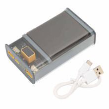 Puzdro na powerbanku pre domácich majstrov s LED displejom, kapacita batérie 20 000 mAh, priehľadný dizajn, ochrana teplotným senzorom NTC,