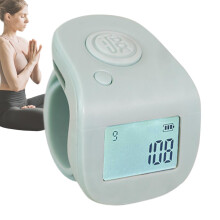 Hand Counter Clicker Waterproof LED Display Pitch Counter With Finger Ring Cyan Blue Track & Field