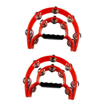 Double row tambourine, 2pcs crescent musical tambourine with metal jingles, handheld percussion drum for kids adults KTV party.