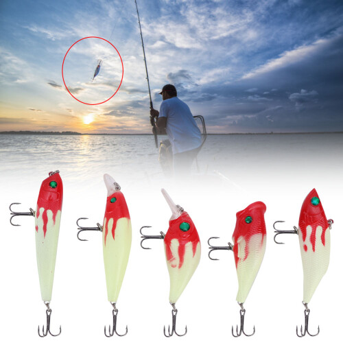 Δόλωμα ψαρέματος Crankbait, με ζωντανή εμφάνιση, γρήγορο δόλωμα, ζωηρό κόκκινο κεφάλι, 1