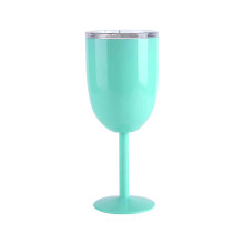 Eleganter Edelstahl-Weinbecher, grüner doppelwandiger Isolierbecher mit BPA-freiem Deckel für kalte und heiße Getränke, Vakuumisolierung hält