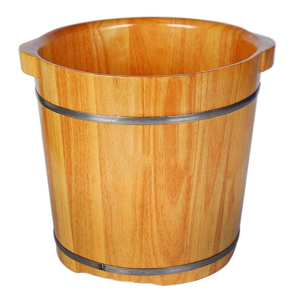 Oak Wooden Foot Bath Bucket 35cm Natural Solid Wood Basin for Pedicure Soak Promotes Circulation