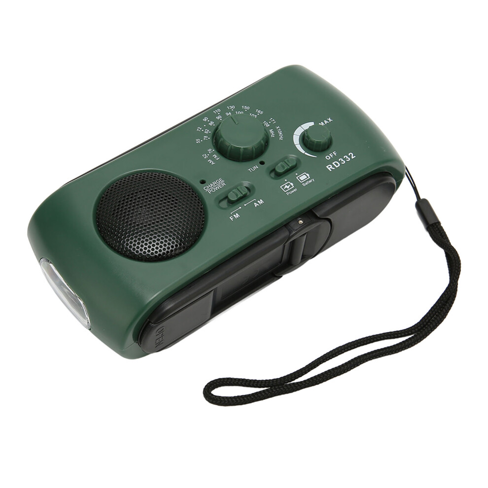 Multifunction Solar Hand Crank Emergency Radio With Led Flashlight Green 8451373617944