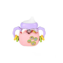 Musical baby rattle bottle, with rattle function and melodies, 13 cm (Pink)