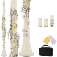 Beginner Clarinet BClarinet with 17 Keys Black Wind Instrument Milky White Bakelite Clarinet with Bag