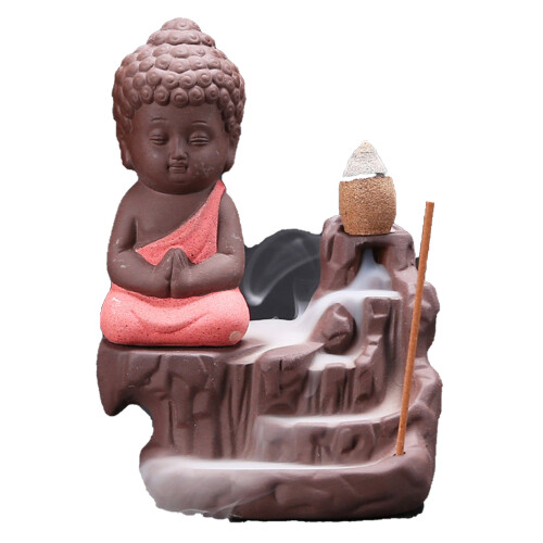 Red Ceramic Backflow Incense Burner for Home Office Tea Room 10cm 1