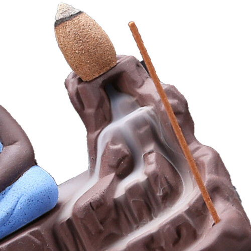 Ceramic Backflow Incense Burner Blue – Cute Home Decor for Bedroom Tea Office