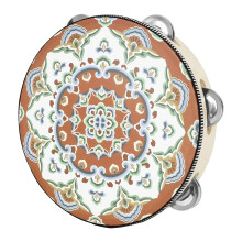 Metal Bells Hand Held Percussion Drum with Ergonomic Handle Grip 8 Inch Single Row Tambourine Round Musical Tambourine