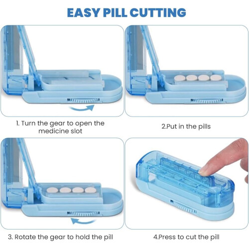 Tablet Divider, Pill Cutter with Compartments and Blade Protection (Black) 1