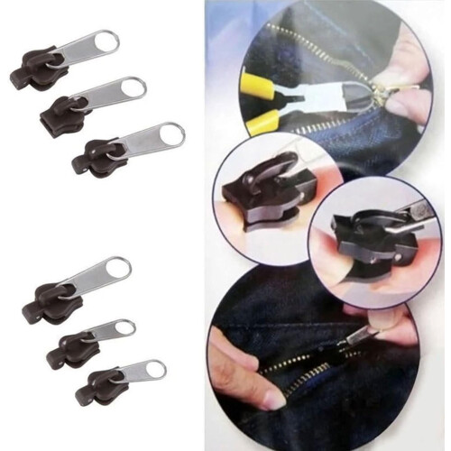 Zipper  kit, durable zipper fixing accessories, removable slider replacement set, 6 pieces brown. 2