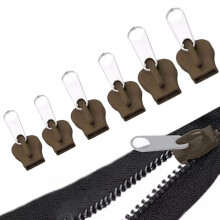 Zipper kit, durable zipper fixing accessories, removable slider replacement set, 6 pieces brown.