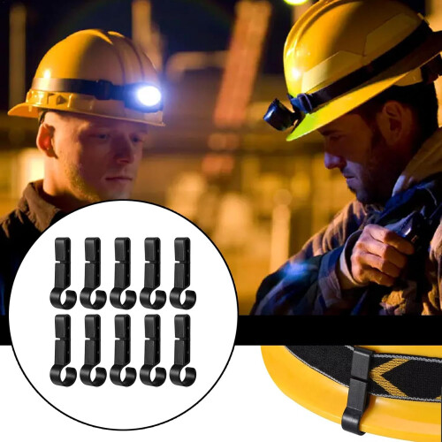 Helmet Headlight Holder, Multipurpose Protective Clips, 10 x Hard Hat Light Hooks 1