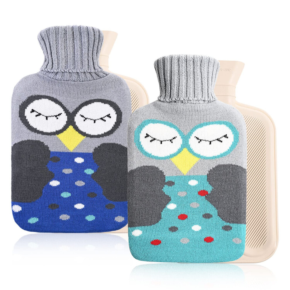 Grey Hot Water Bottle With Cover, 2 Pieces, 2 Litres, Hot Water Bottle, Animal For Pain Relief, Cramps, Hot And Cold Therapy,