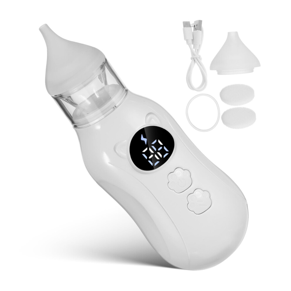 Electric Nasal Aspirator For Boys And Girls, Rechargeable Nose Sucker, Multi Level Suction, Quiet, Easy Clean, White