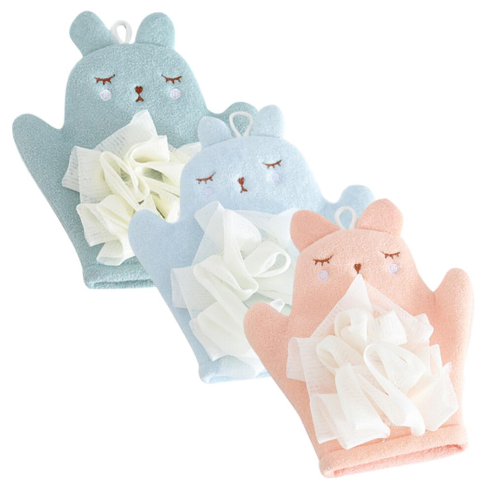 Bath Mitts Gloves 3Piece Exfoliating Body Scrubber Set For Women Dry Brushing Bathing Accessories