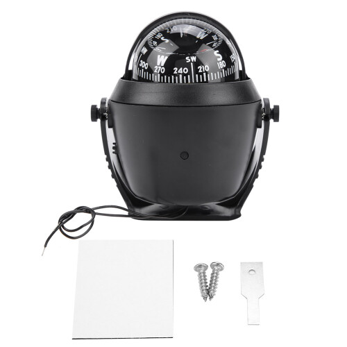 Illuminated Dash Compass Digital Marine Compass, Electronic Navigation With Adjustable Mounting Brackets For Precise Heading In Extreme Weather